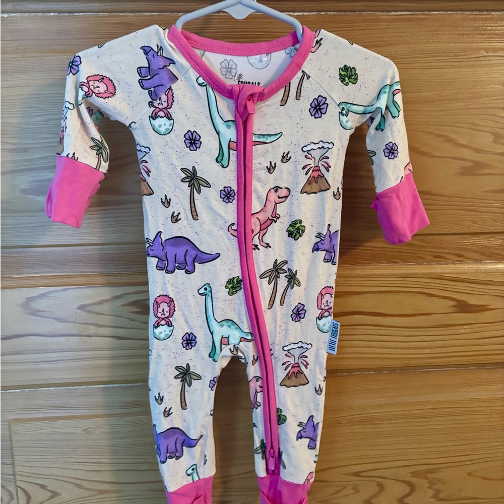Little Frugals Pink Dinosaur Bamboo Pajamas